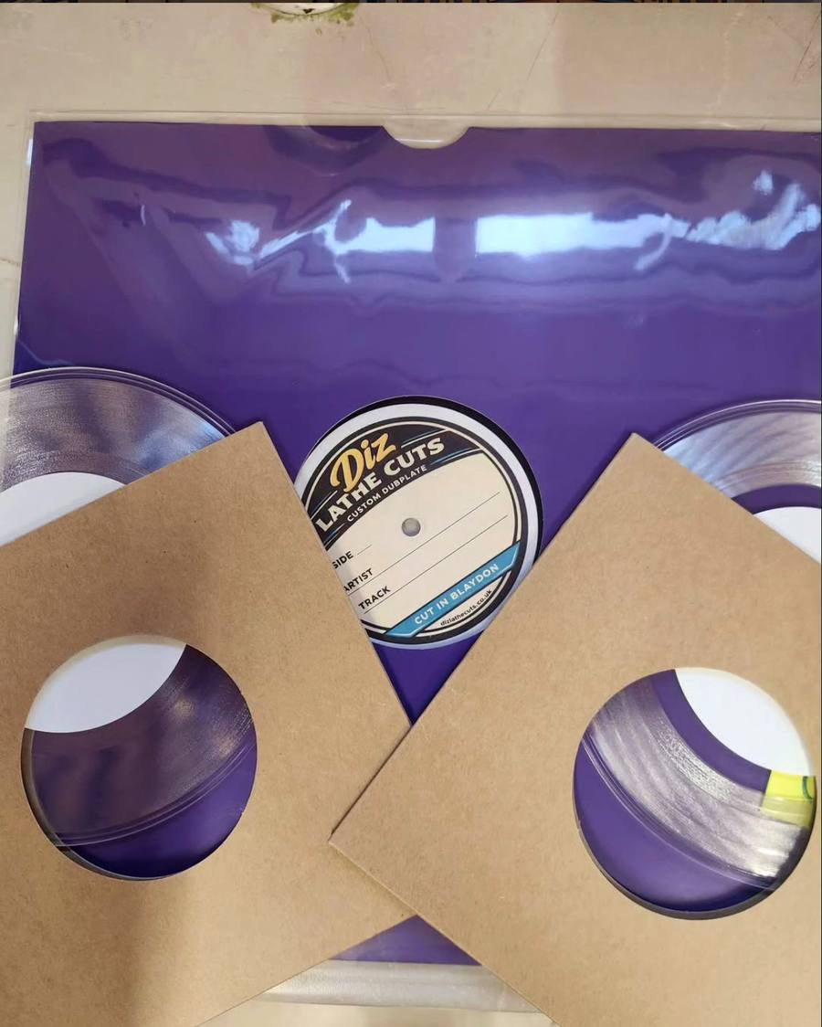 Hand-cut lathe cut vinyl record from Diz Lathe Cuts, Newcastle